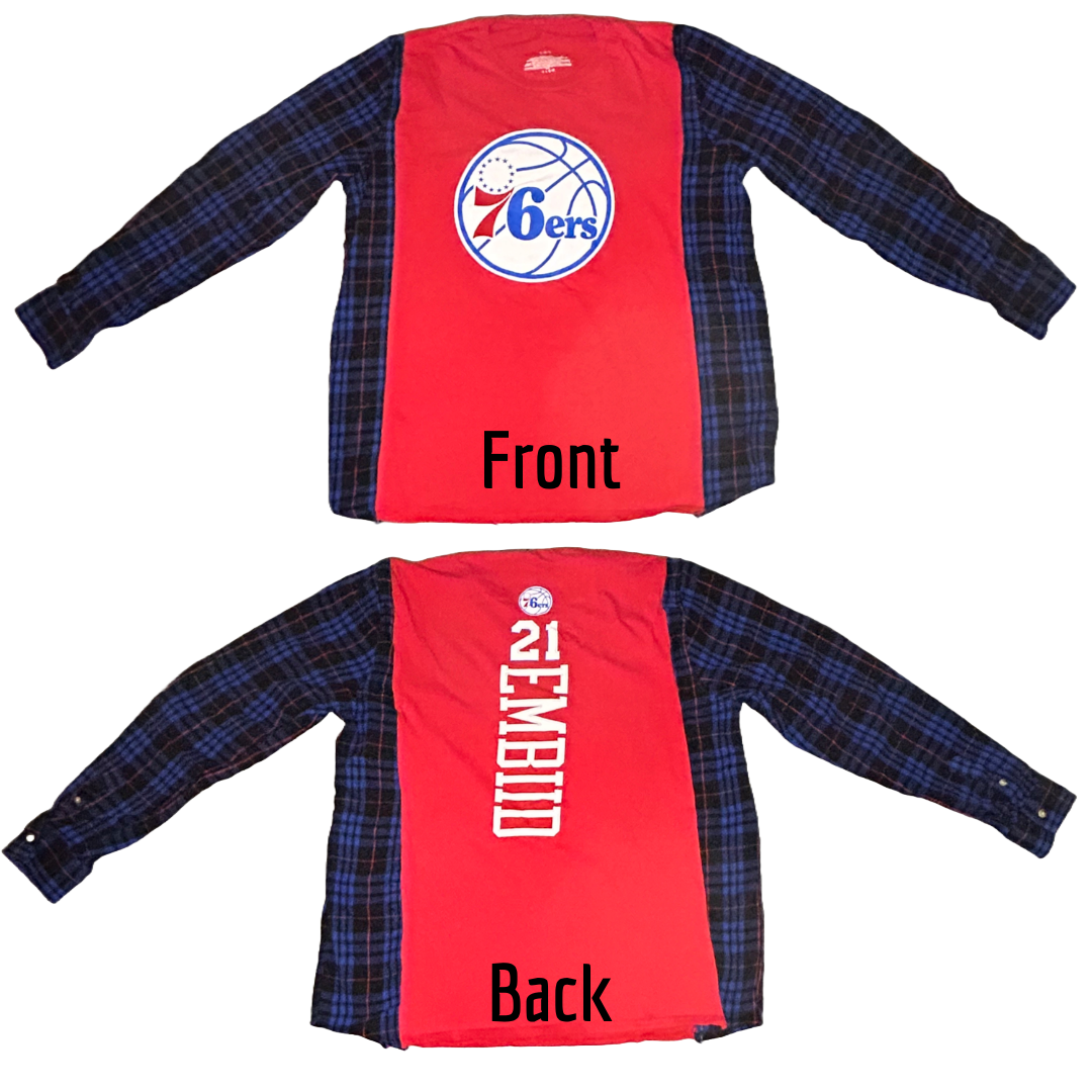 Philadelphia 76ers | Upcycled Flannel Shirts | Basketball Shirt | NBA Shirt | Basketball Apparel | Team Apparel |