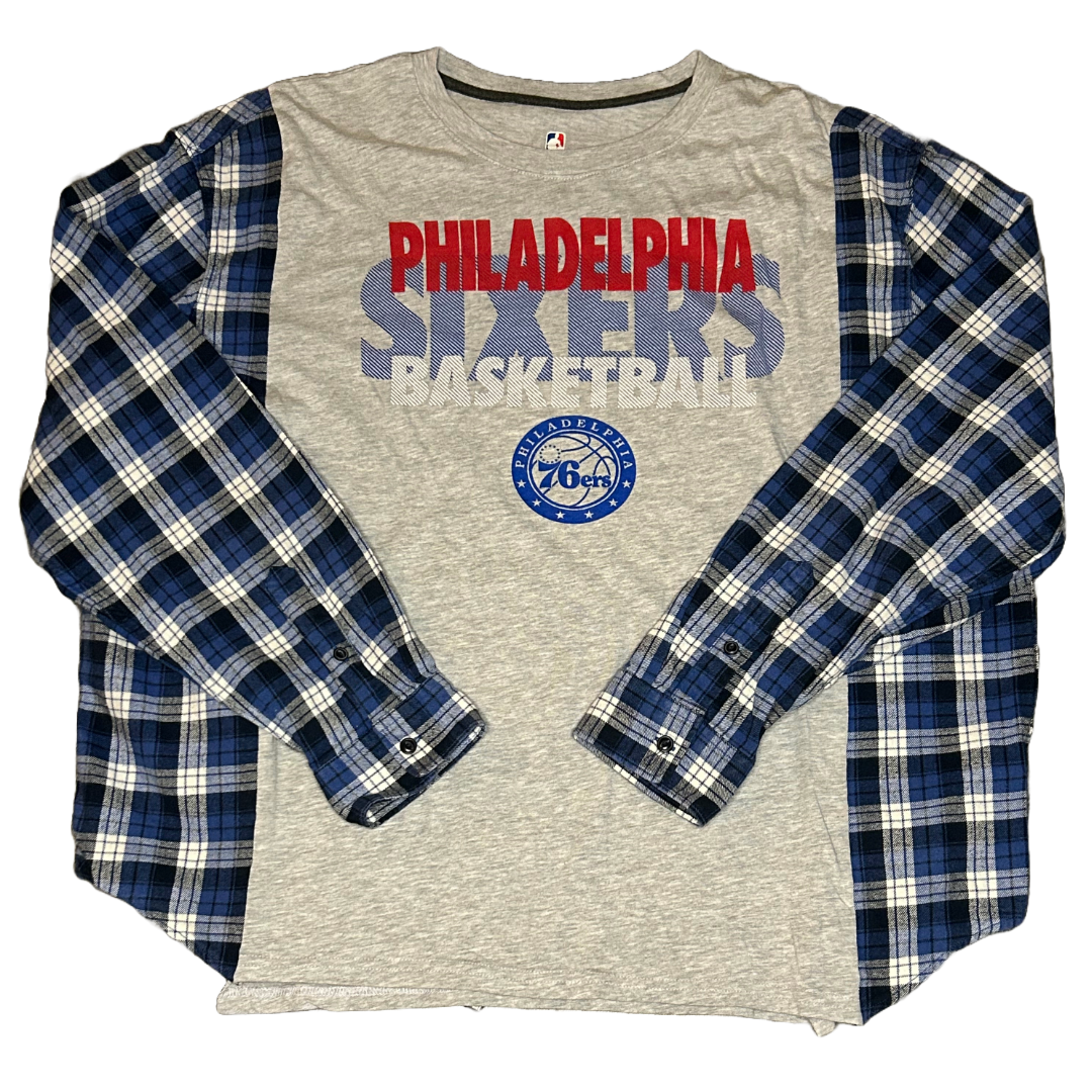 Philadelphia 76ers | Upcycled Flannel Shirts | Basketball Shirt | NBA Shirt | Basketball Apparel | Team Apparel | Joel Embiid