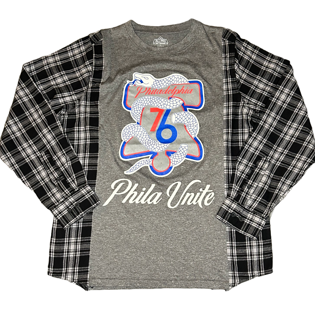 Philadelphia 76ers | Upcycled Flannel Shirts | Basketball Shirt | NBA Shirt | Basketball Apparel | Team Apparel |
