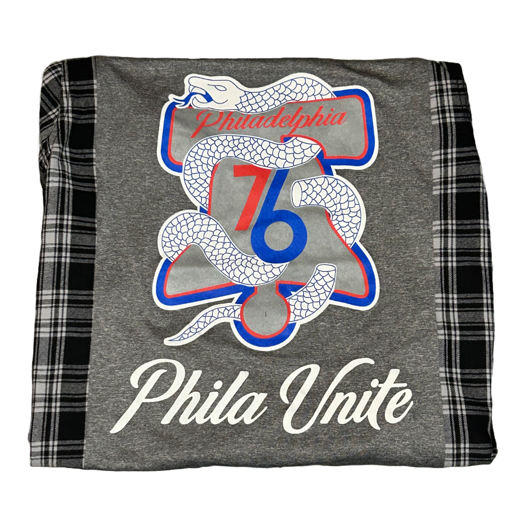 Philadelphia 76ers | Upcycled Flannel Shirts | Basketball Shirt | NBA Shirt | Basketball Apparel | Team Apparel |