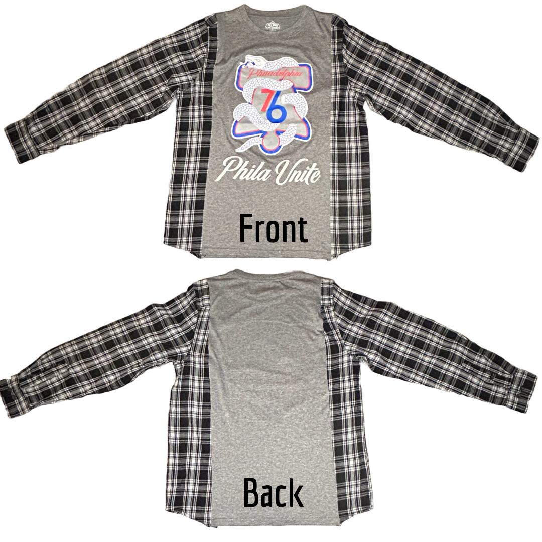 Philadelphia 76ers | Upcycled Flannel Shirts | Basketball Shirt | NBA Shirt | Basketball Apparel | Team Apparel |