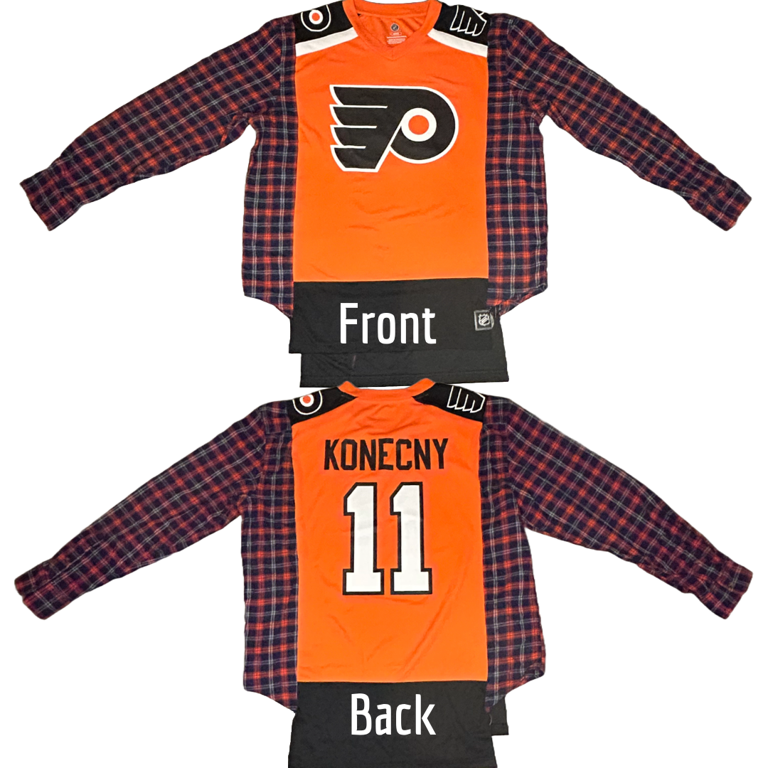 Philadelphia Flyers | Upcycled Flannel Shirts | Sports Shirt | NHL Shirt | Sports Apparel | Team Apparel