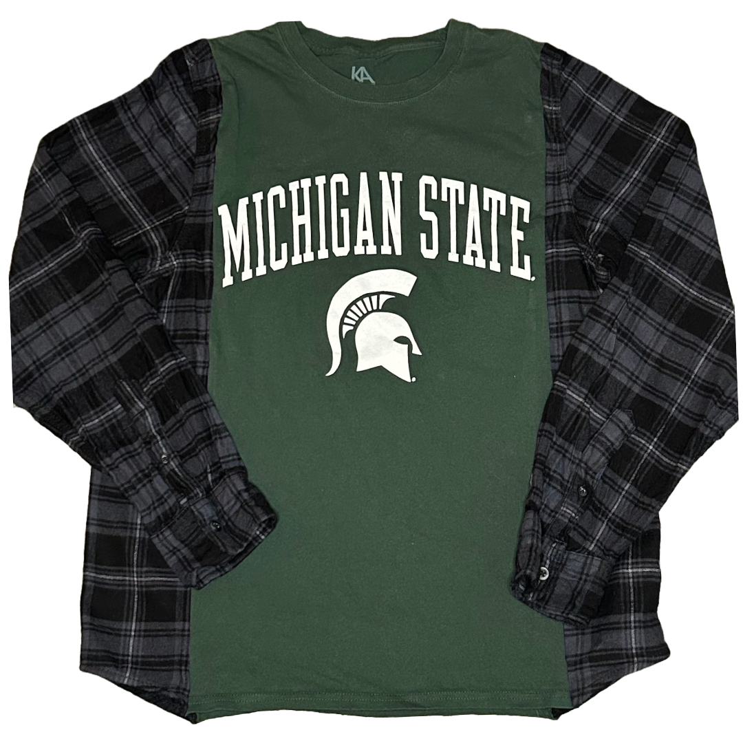 Michigan State University | Upcycled Flannel Shirts | College Shirt | NCAA Shirt | College Apparel | Team Apparel