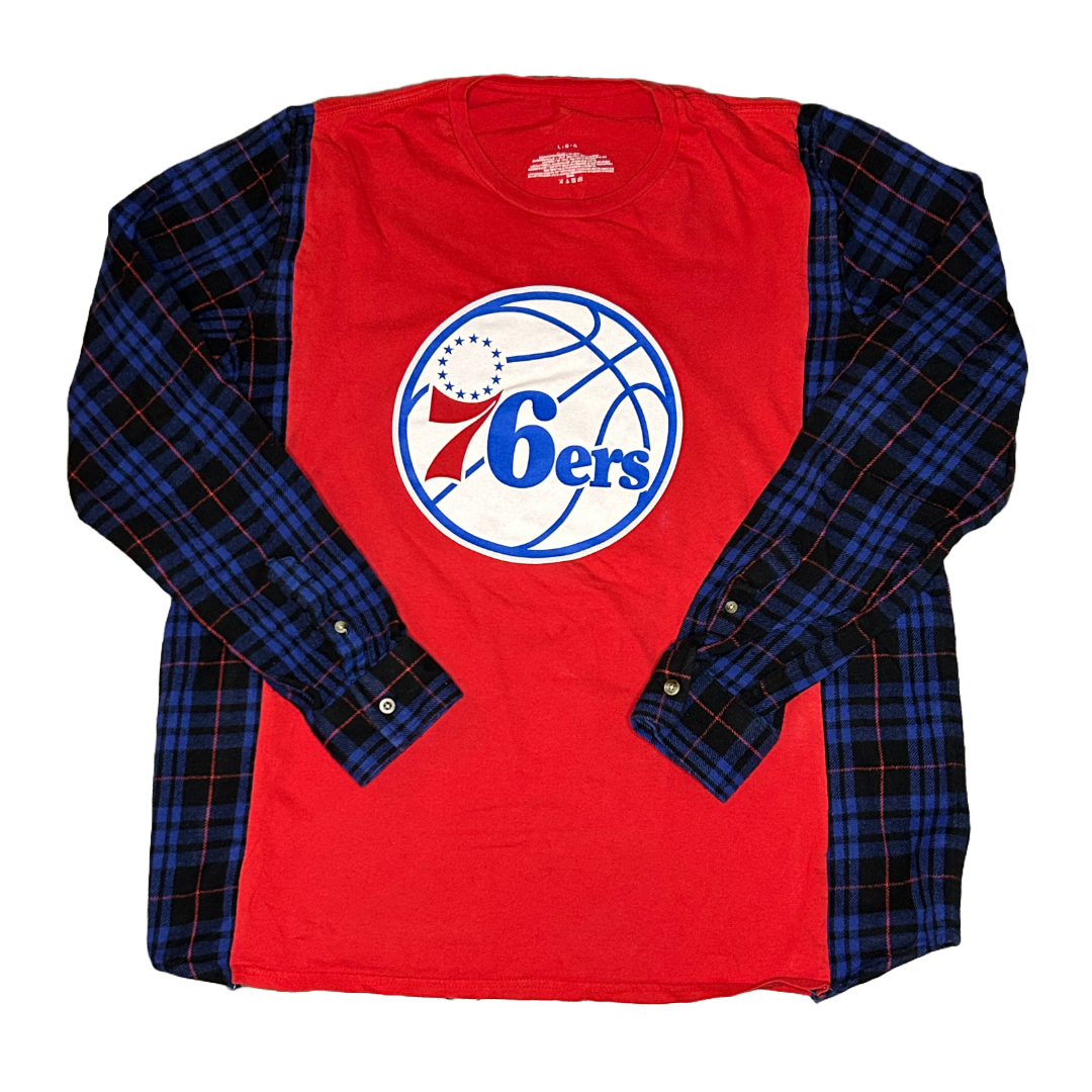 Philadelphia 76ers | Upcycled Flannel Shirts | Basketball Shirt | NBA Shirt | Basketball Apparel | Team Apparel |