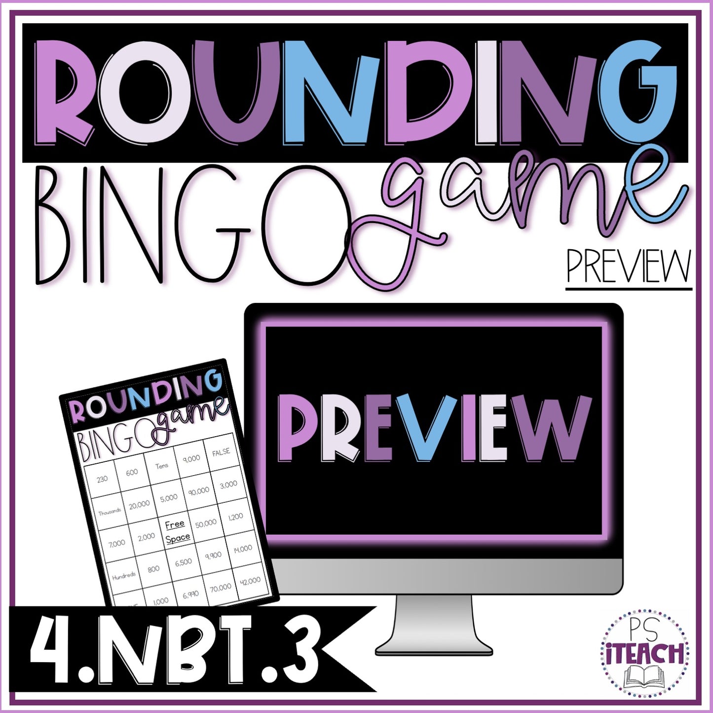 Rounding Bingo 4.NBT.3 Math Whole Group Review Game