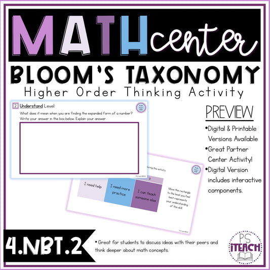 Higher Order Thinking Math Center Activity 4.NBT.2
