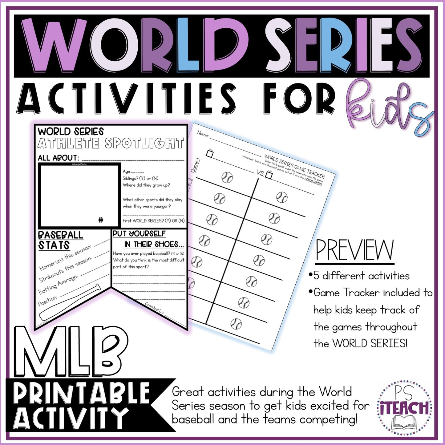 World Series Activity Packet for Kids