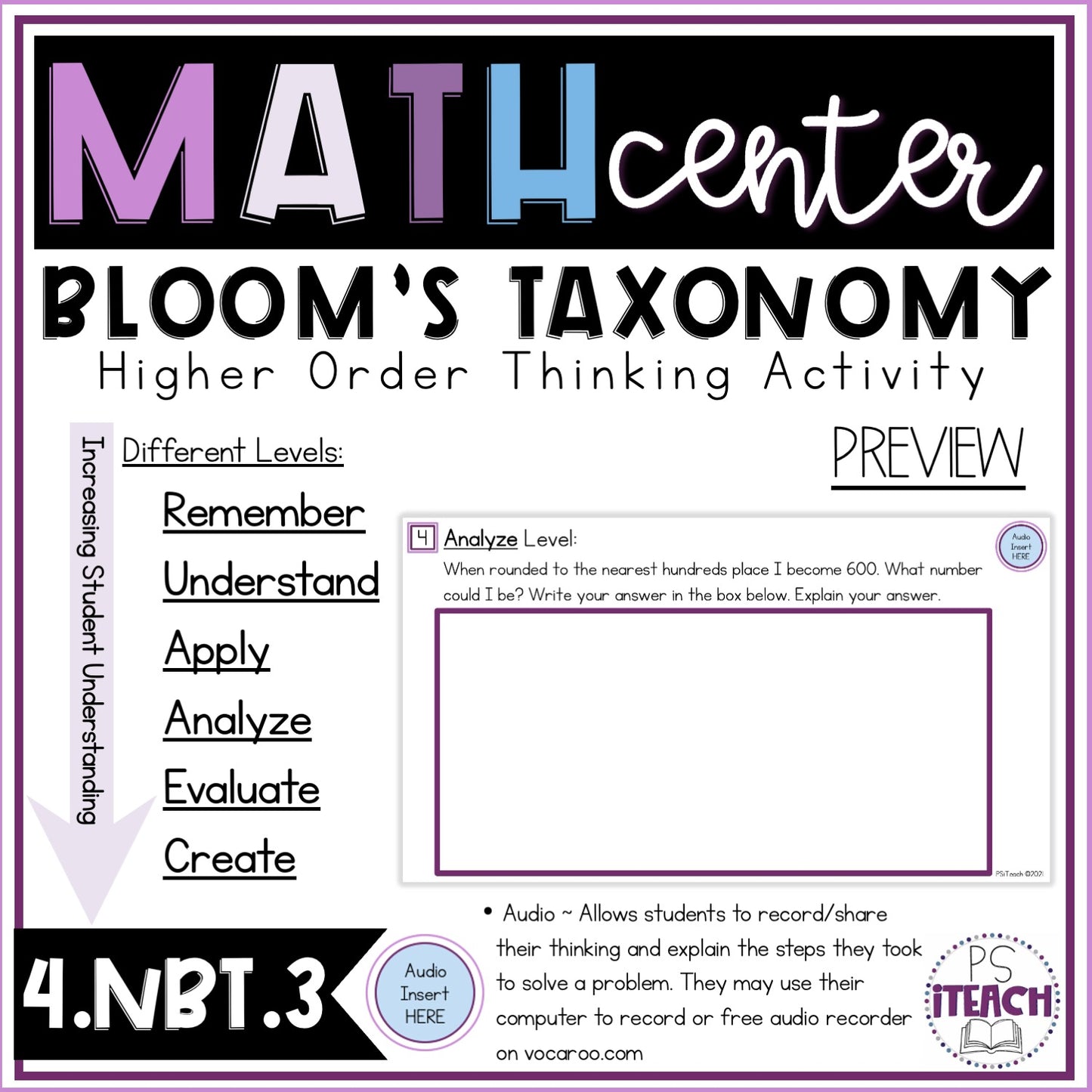 Higher Order Thinking Math Center Activity 4.NBT.3