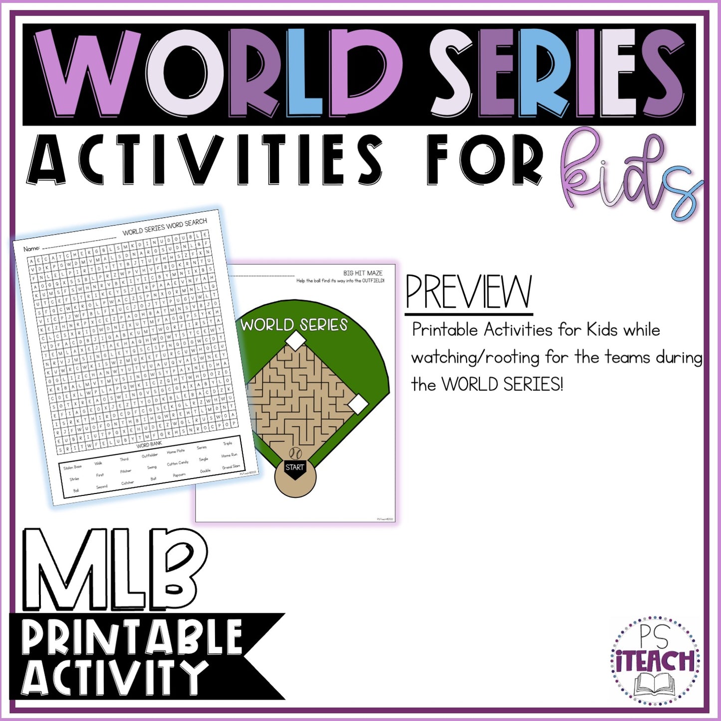 World Series Activity Packet for Kids