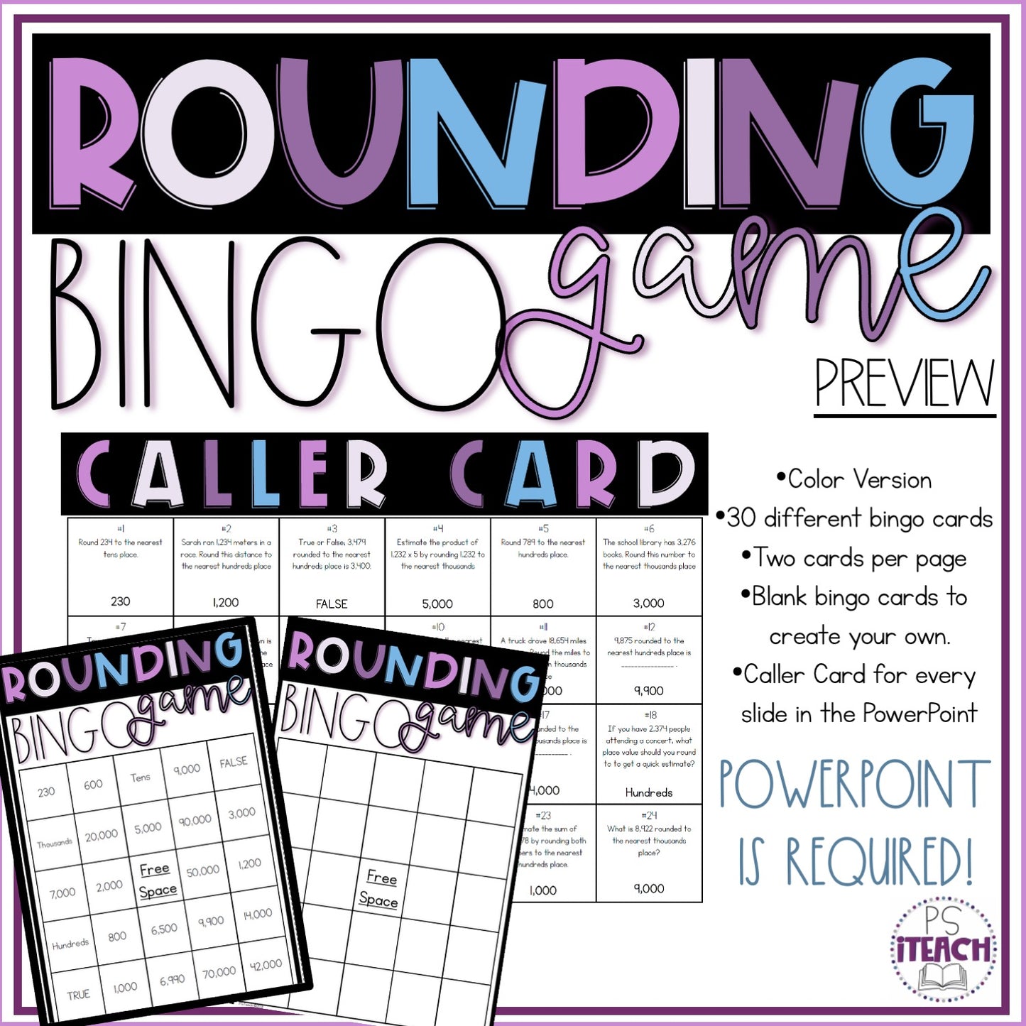 Rounding Bingo 4.NBT.3 Math Whole Group Review Game