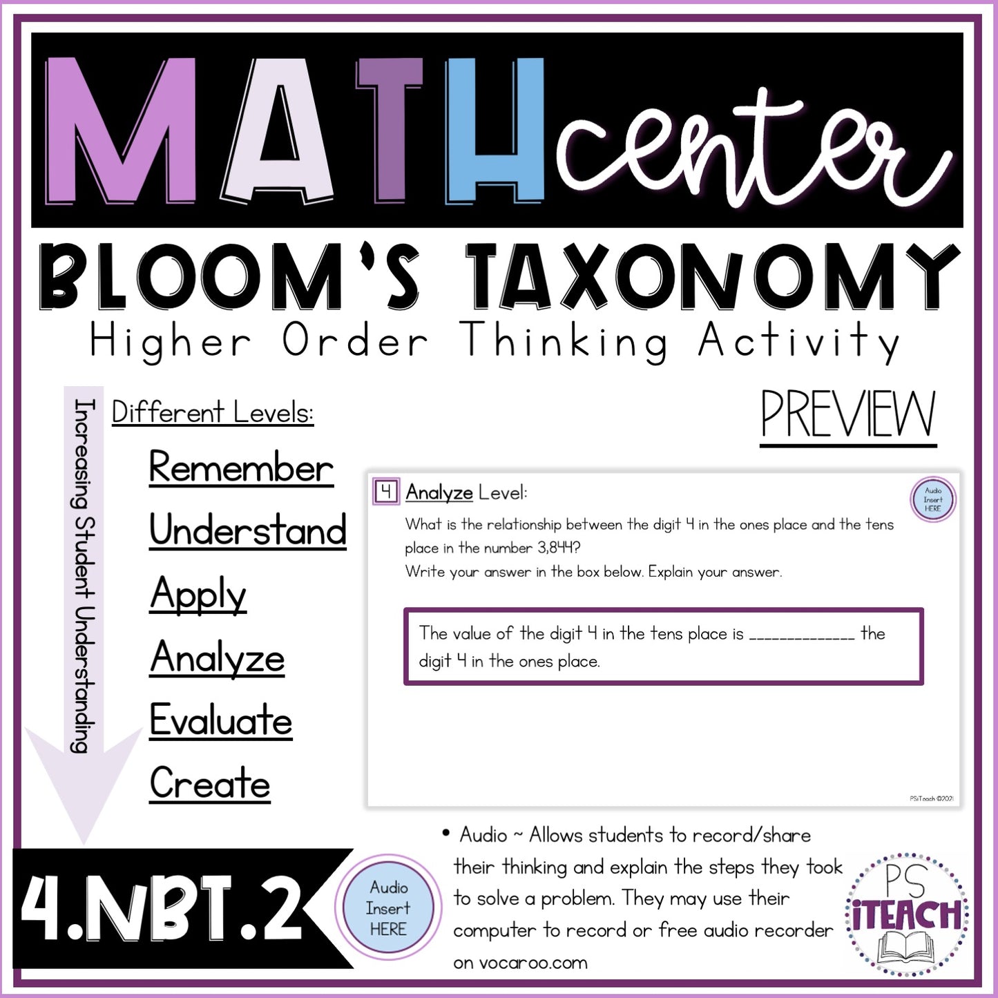 Higher Order Thinking Math Center Activity 4.NBT.2