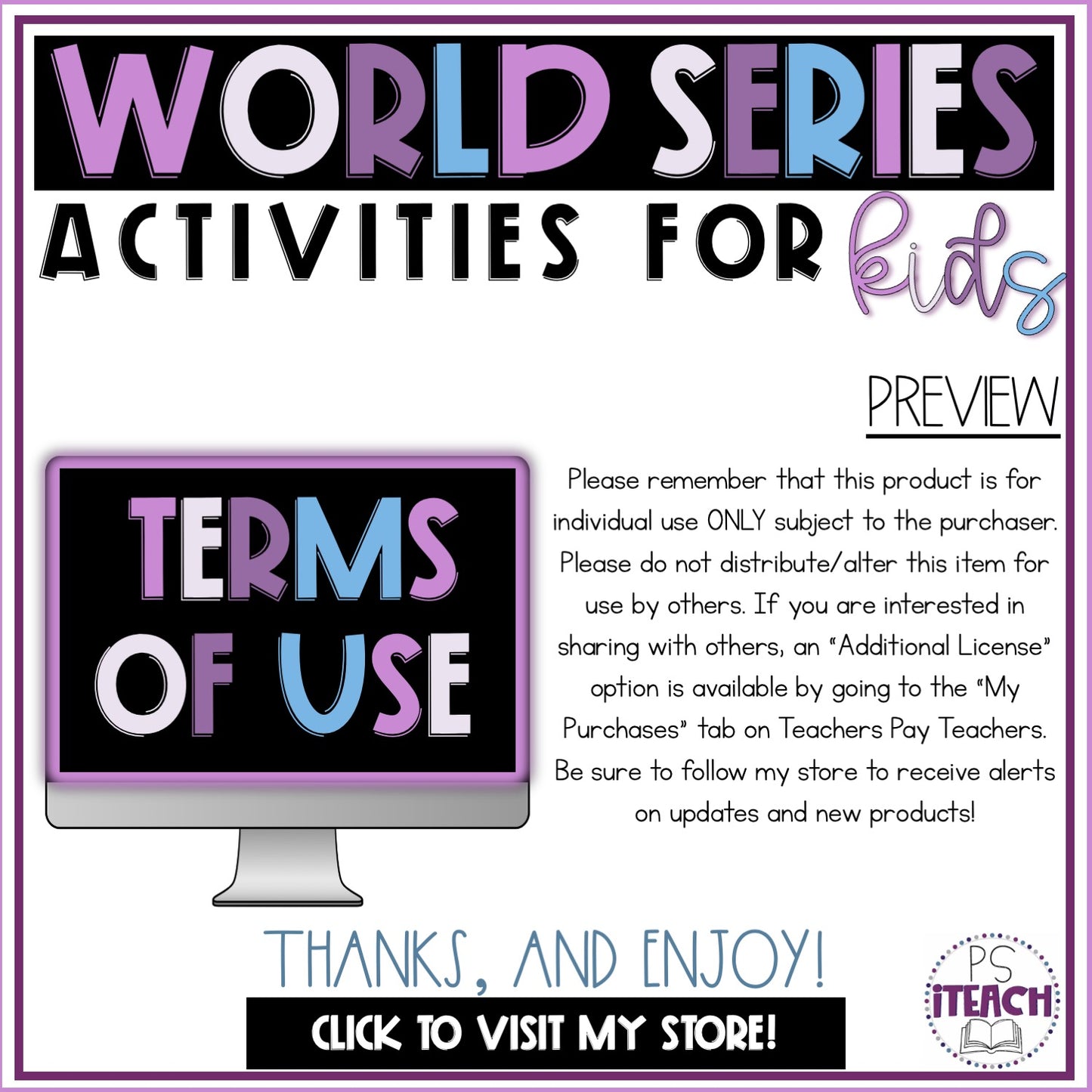 World Series Activity Packet for Kids