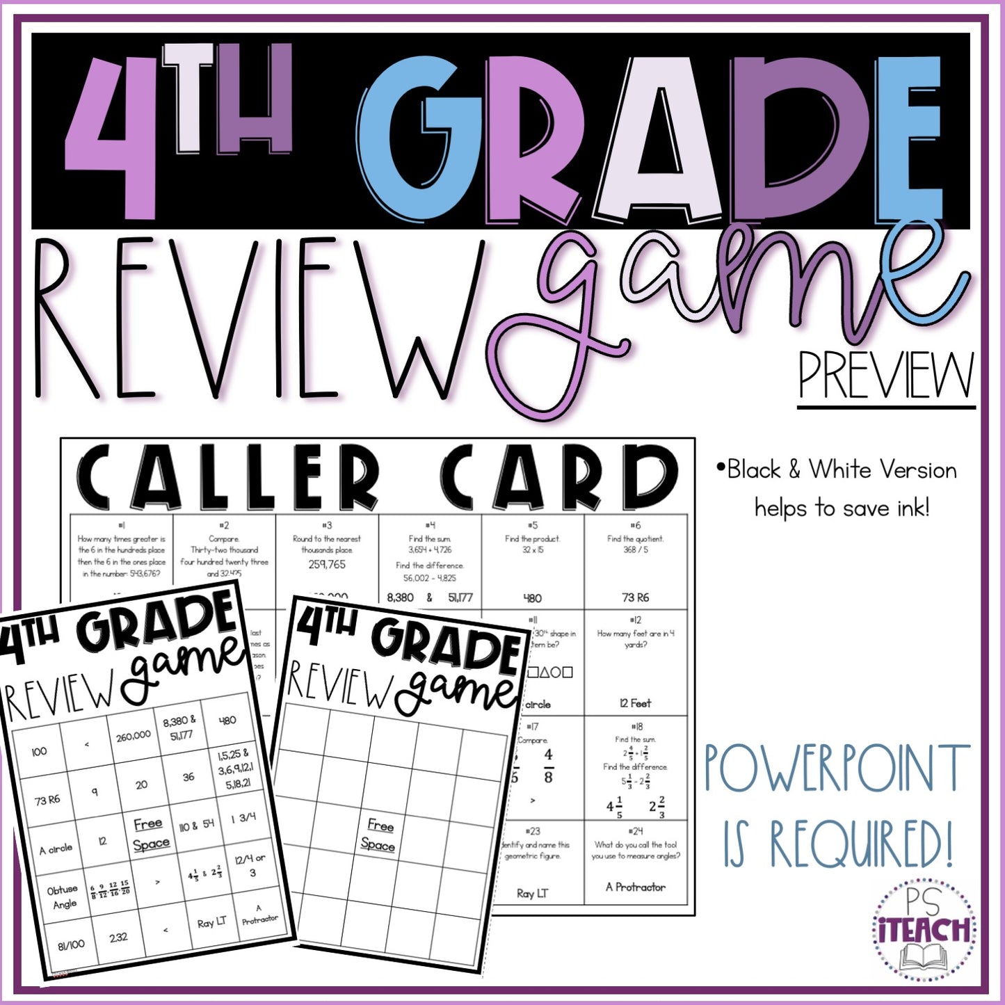 4th Grade End Of Year Math Whole Group Review Game
