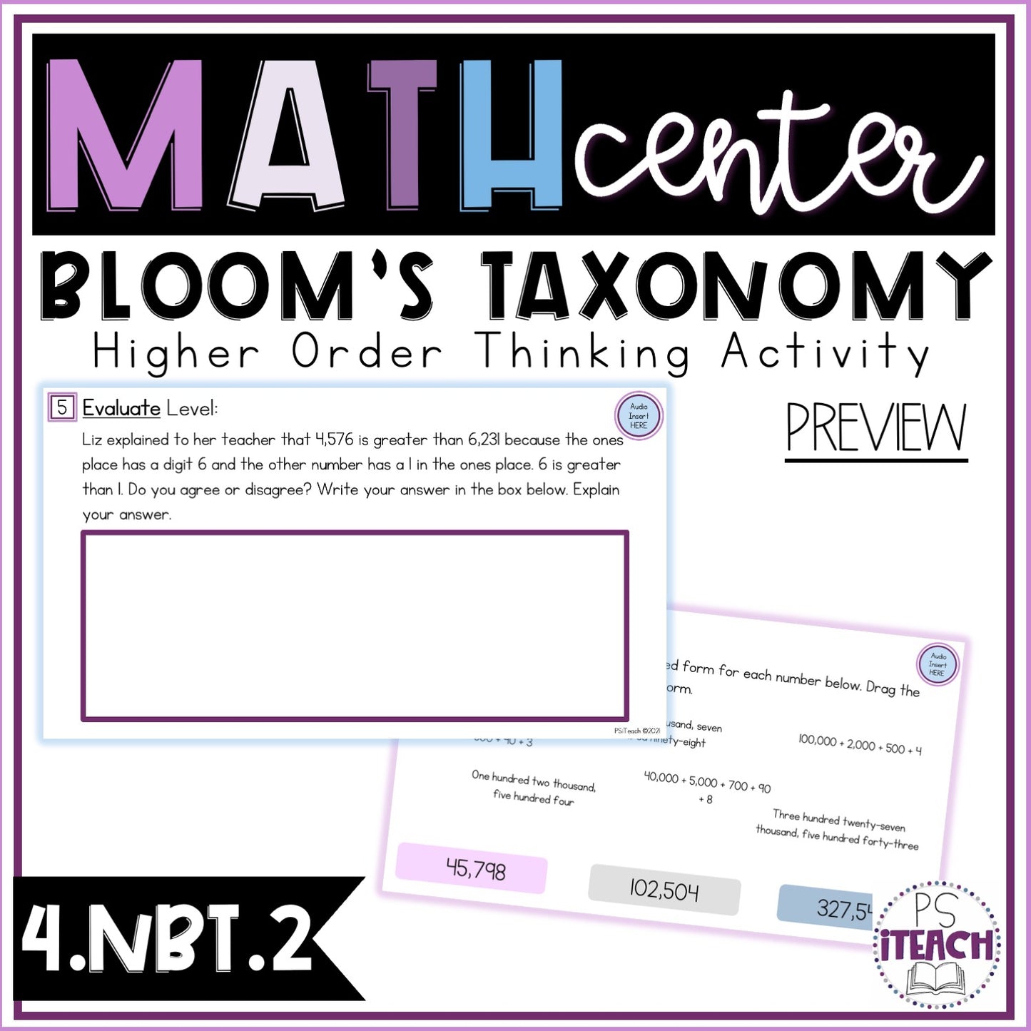 Higher Order Thinking Math Center Activity 4.NBT.2