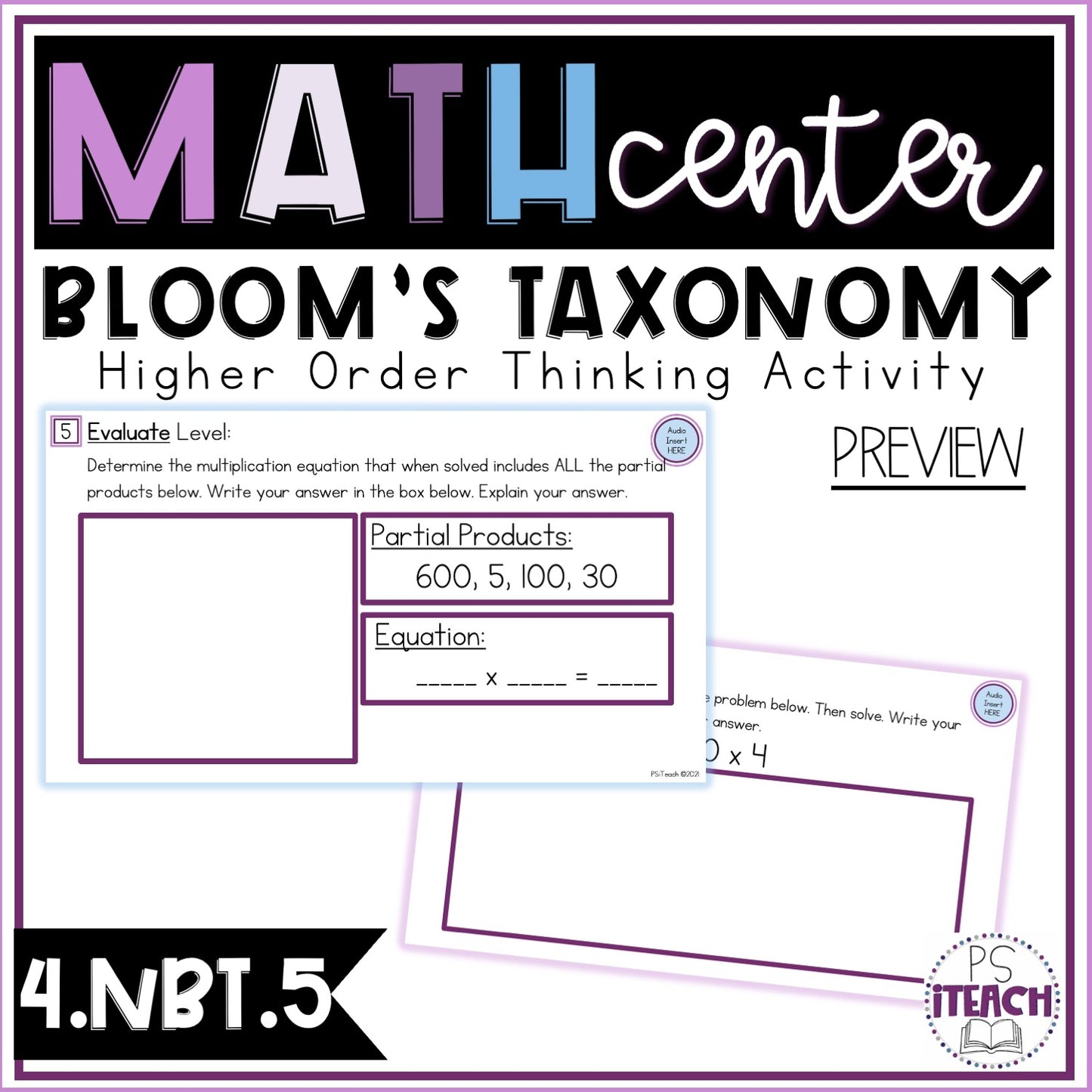 Higher Order Thinking Math Center Activity 4.NBT.5