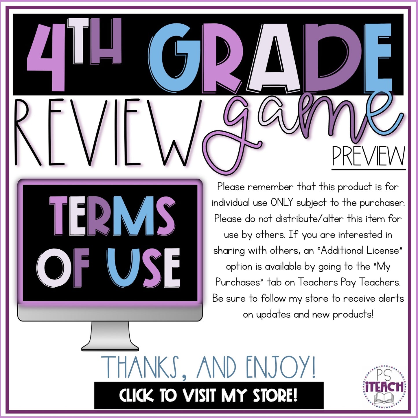 4th Grade End Of Year Math Whole Group Review Game