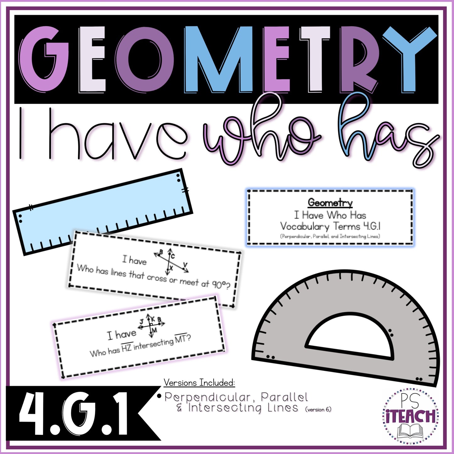 Geometry Terms I Have Who Has Perpendicular, Parallel, Intersecting Lines 4.G.1