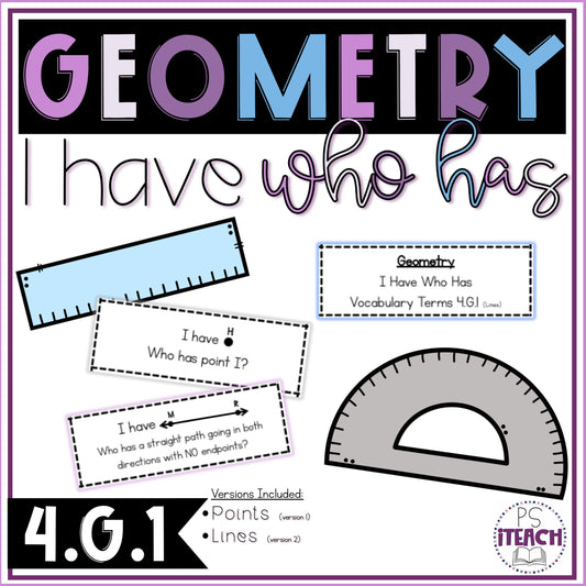 Geometry Terms I Have Who Has Points and Lines 4.G.1